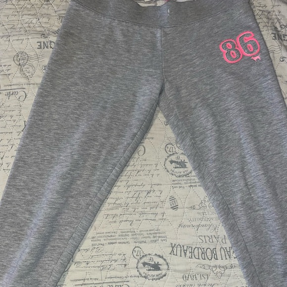 PINK Victoria's Secret Gray Capris with Pink Logo - Picture 2 of 8